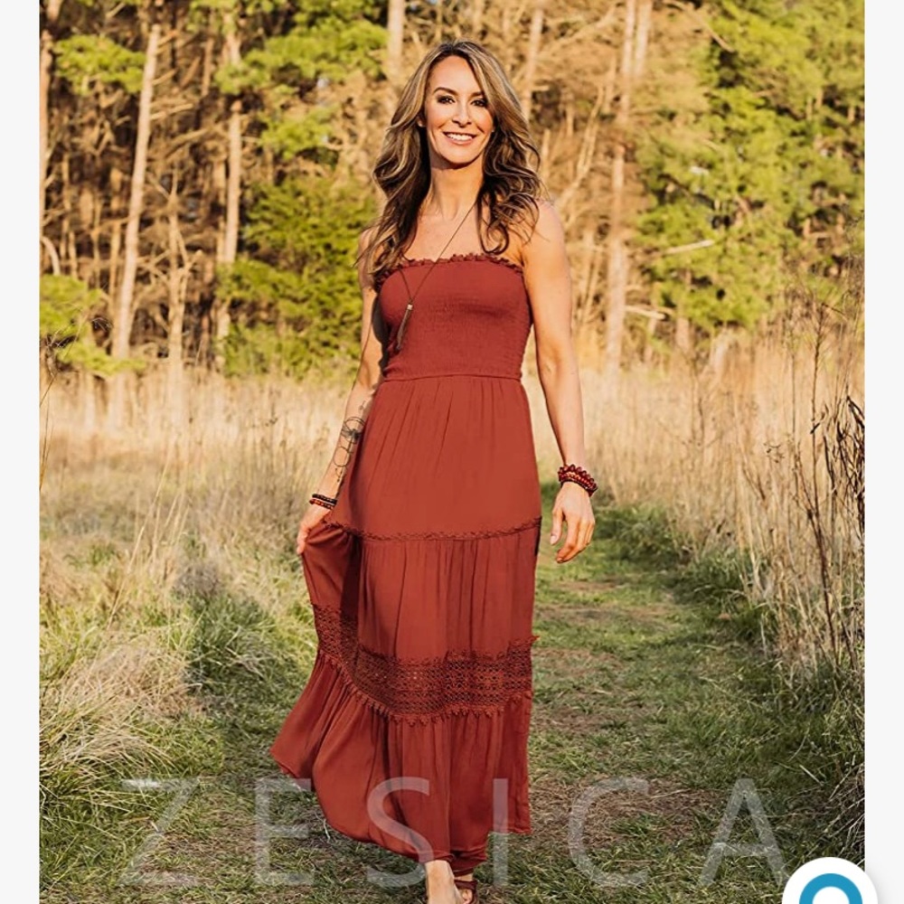 Boho strapless dress